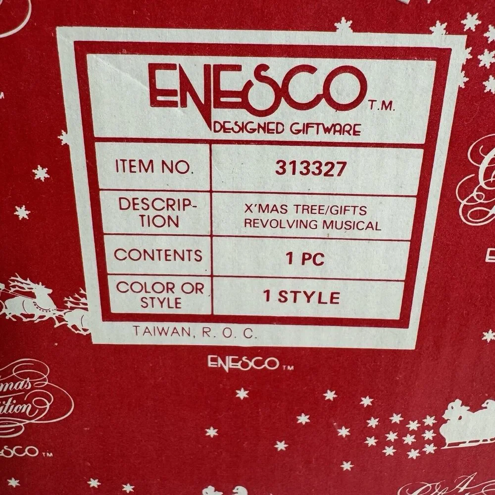Rare Enesco 1986 X-mas Tree Gifts Revolving Musical | Vintage Christmas‎ #313327